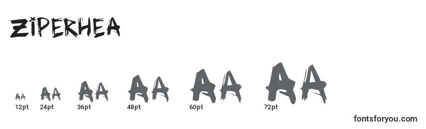 Размеры шрифта Ziperhea