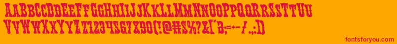 Texasrangerleft-Schriftart – Rote Schriften auf orangefarbenem Hintergrund