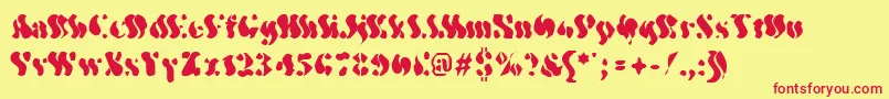Fonte Wavyo – fontes vermelhas em um fundo amarelo