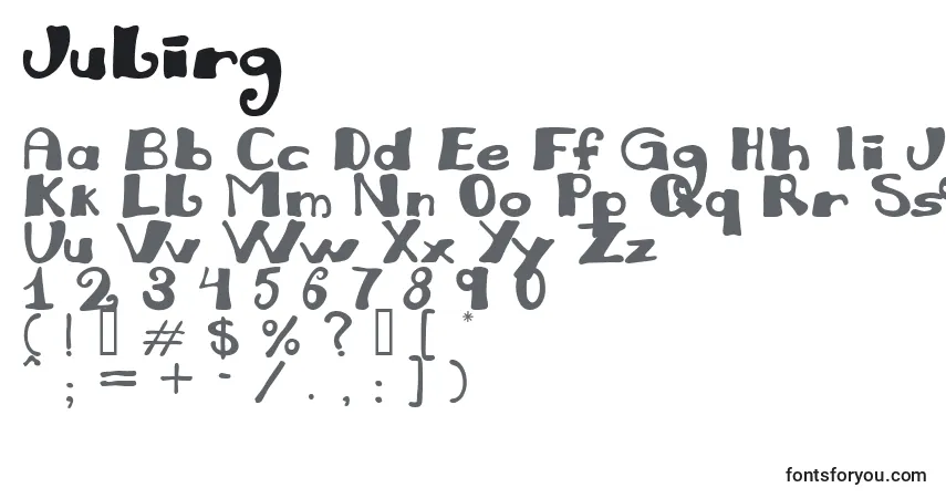 A fonte Julirg – alfabeto, números, caracteres especiais