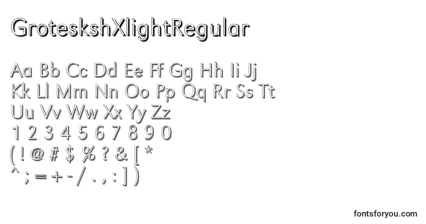 Schriftart GroteskshXlightRegular – Alphabet, Zahlen, spezielle Symbole