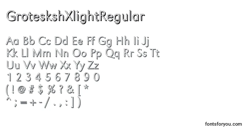 GroteskshXlightRegularフォント–アルファベット、数字、特殊文字