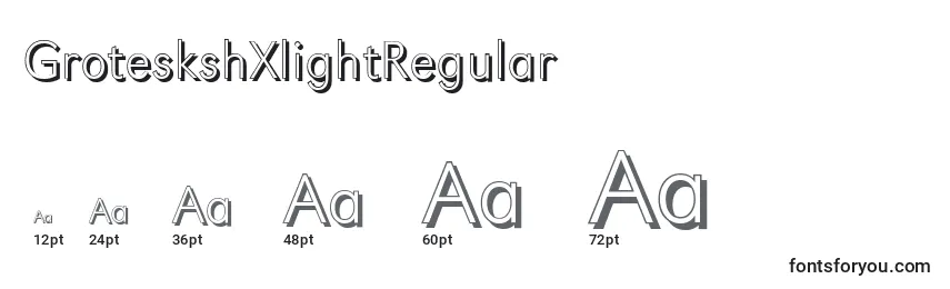 Размеры шрифта GroteskshXlightRegular