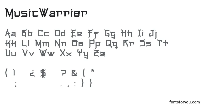 Czcionka MusicWarrior – alfabet, cyfry, specjalne znaki