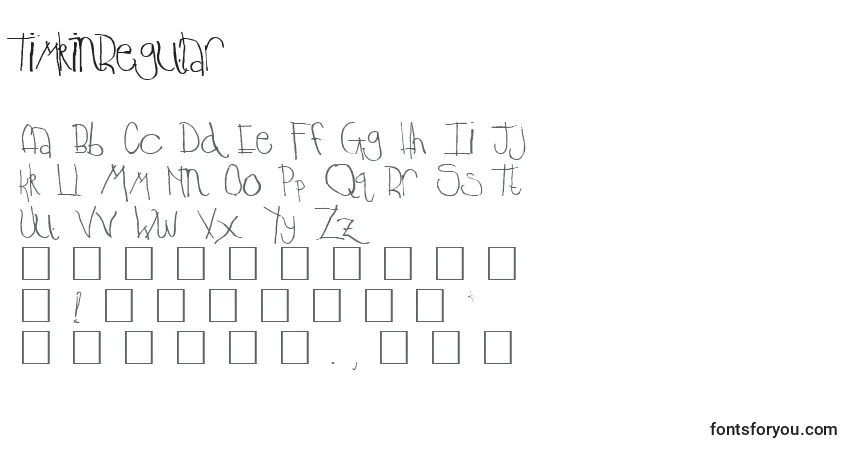 A fonte TimkinRegular – alfabeto, números, caracteres especiais