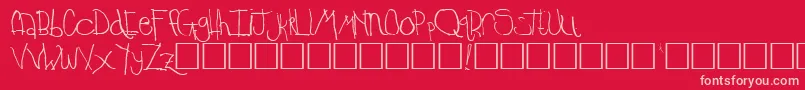 TimkinRegular-Schriftart – Rosa Schriften auf rotem Hintergrund