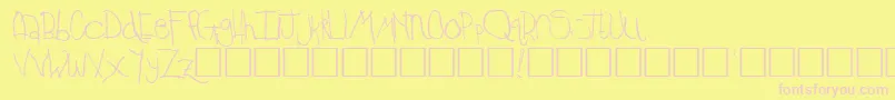 TimkinRegular-fontti – vaaleanpunaiset fontit keltaisella taustalla