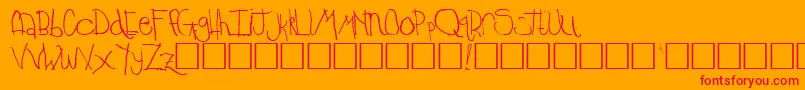 TimkinRegular Font – Red Fonts on Orange Background