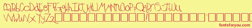TimkinRegular Font – Red Fonts on Yellow Background