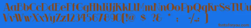 フォントRiotsqua – 茶色の文字が青い背景にあります。
