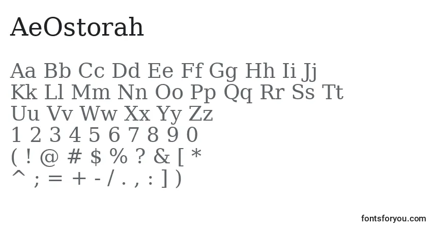 Fuente AeOstorah - alfabeto, números, caracteres especiales