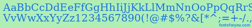 フォントAeOstorah – 青い文字は緑の背景です。