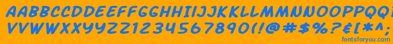 SfArchRivalExtendedBoldItalic Font – Blue Fonts on Orange Background