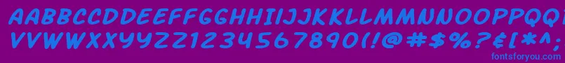 SfArchRivalExtendedBoldItalic Font – Blue Fonts on Purple Background