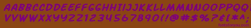 SfArchRivalExtendedBoldItalic Font – Purple Fonts on Brown Background