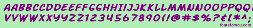 SfArchRivalExtendedBoldItalic Font – Purple Fonts on Green Background