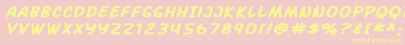 SfArchRivalExtendedBoldItalic Font – Yellow Fonts on Pink Background