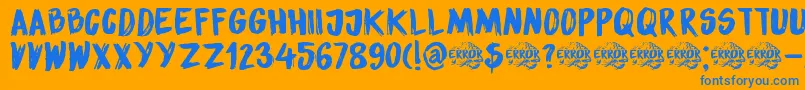 DkSensoryOverload Font – Blue Fonts on Orange Background
