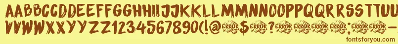 DkSensoryOverload Font – Brown Fonts on Yellow Background