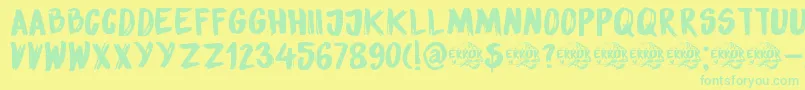 DkSensoryOverload-Schriftart – Grüne Schriften auf gelbem Hintergrund