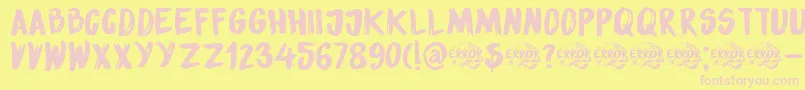 DkSensoryOverload Font – Pink Fonts on Yellow Background
