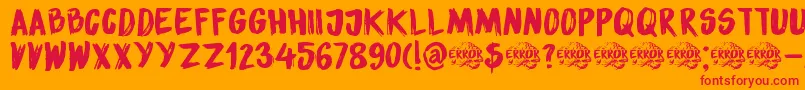 DkSensoryOverload-fontti – punaiset fontit oranssilla taustalla