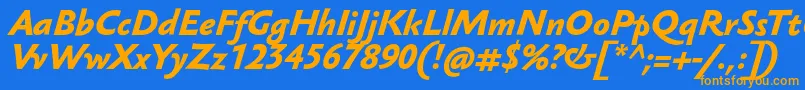 SebastianmediumucfBolditalic Font – Orange Fonts on Blue Background