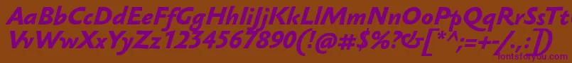 SebastianmediumucfBolditalic Font – Purple Fonts on Brown Background