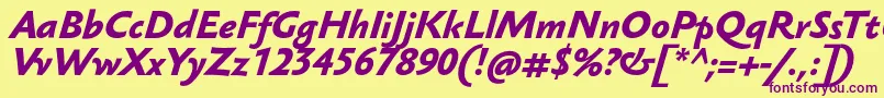 SebastianmediumucfBolditalic Font – Purple Fonts on Yellow Background