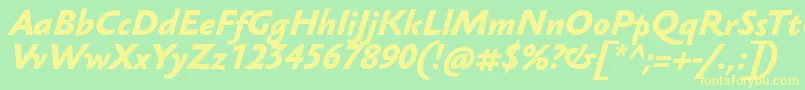 SebastianmediumucfBolditalic Font – Yellow Fonts on Green Background