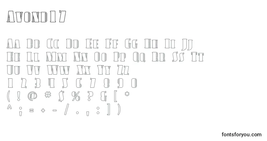 A fonte Avond17 – alfabeto, números, caracteres especiais