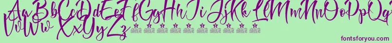 DoveOfPeaceTwoPersonalUse-fontti – violetit fontit vihreällä taustalla