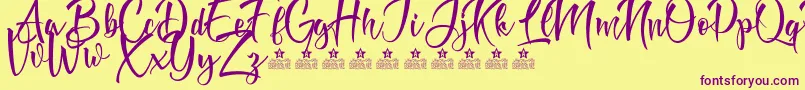 DoveOfPeaceTwoPersonalUse Font – Purple Fonts on Yellow Background