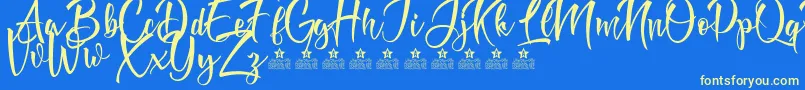 DoveOfPeaceTwoPersonalUse Font – Yellow Fonts on Blue Background