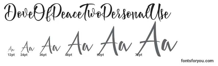 DoveOfPeaceTwoPersonalUse Font Sizes