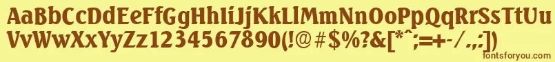 フォントSeagullserialBlackRegular – 茶色の文字が黄色の背景にあります。