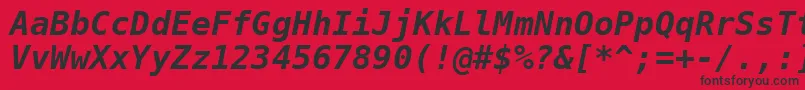 Шрифт Dejavusansmono Boldoblique – чёрные шрифты на красном фоне