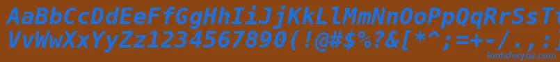 Dejavusansmono Boldoblique Font – Blue Fonts on Brown Background
