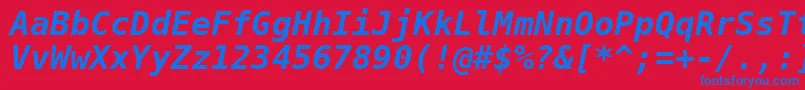 フォントDejavusansmono Boldoblique – 赤い背景に青い文字