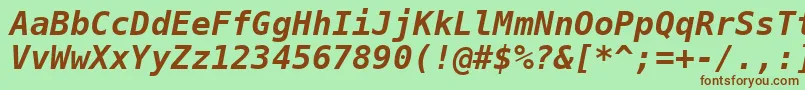 Dejavusansmono Boldoblique Font – Brown Fonts on Green Background
