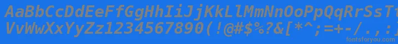 フォントDejavusansmono Boldoblique – 青い背景に灰色の文字