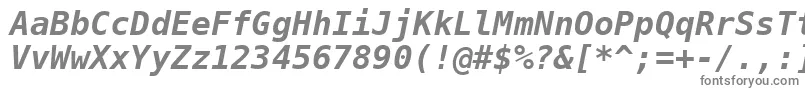 フォントDejavusansmono Boldoblique – 白い背景に灰色の文字