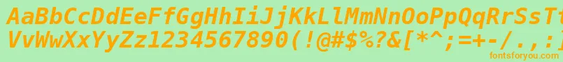 Dejavusansmono Boldoblique Font – Orange Fonts on Green Background