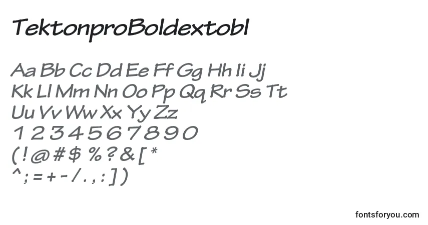 A fonte TektonproBoldextobl – alfabeto, números, caracteres especiais