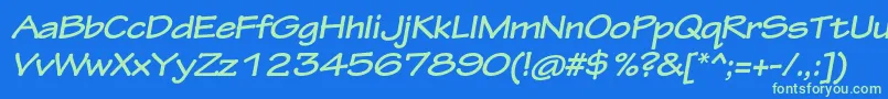 TektonproBoldextobl Font – Green Fonts on Blue Background