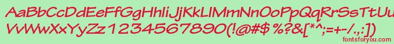 TektonproBoldextobl Font – Red Fonts on Green Background