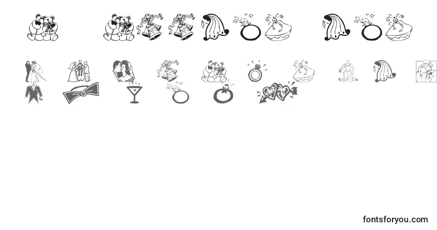 Czcionka Aez Wedding Dings – alfabet, cyfry, specjalne znaki
