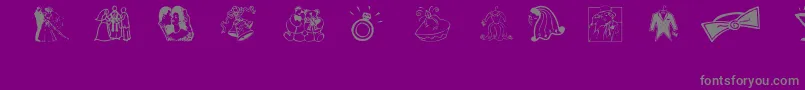 Aez Wedding Dings-fontti – harmaat kirjasimet violetilla taustalla