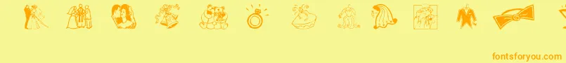 Aez Wedding Dings Font – Orange Fonts on Yellow Background