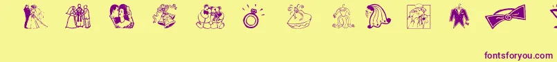 Aez Wedding Dings Font – Purple Fonts on Yellow Background